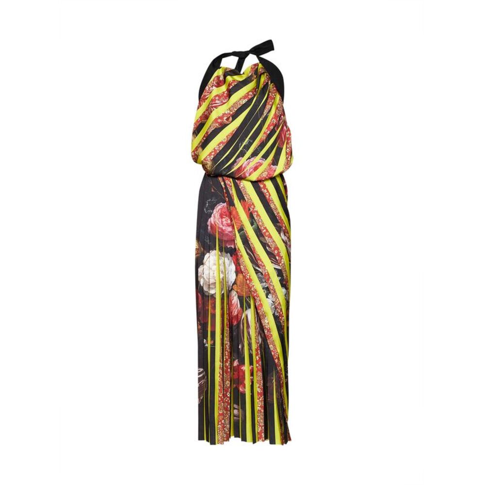 Dries Van Noten Women Multicolor Printed Satin Darnot Asymmetric Long Dress